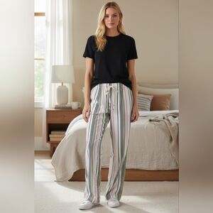 Jenni Intimates Drawstring Striped Pajama Pants NWT Small 100% Cotton